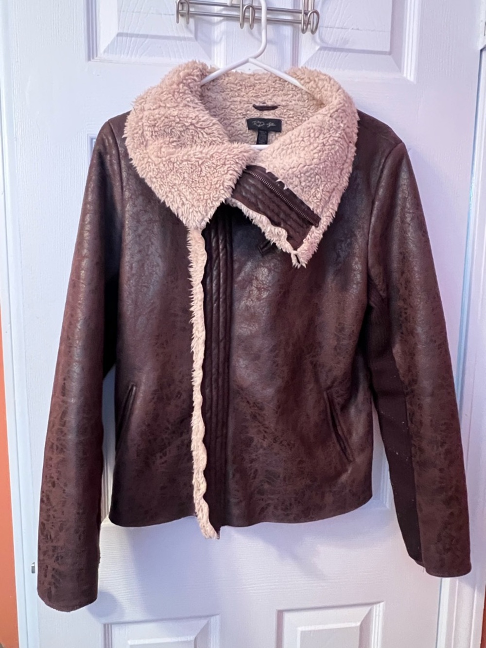 RD Style Sherpa-Lined Jacket in Brown and Cream